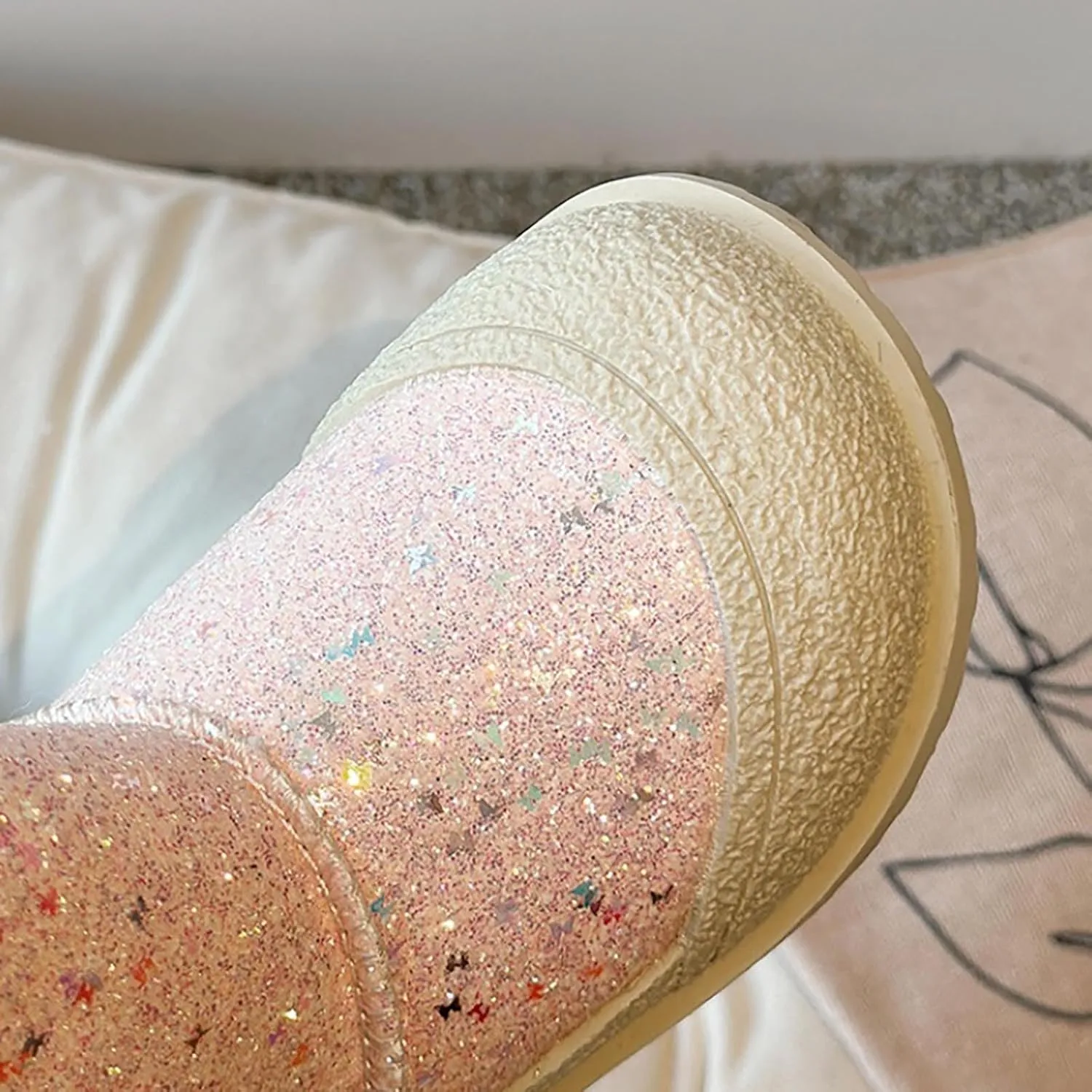Kids Girls Glitter Snow Boots Winter Warm Fleece Plush Sequin Comfy Cute Outdoor parkle Ankle Boots Kid Girl