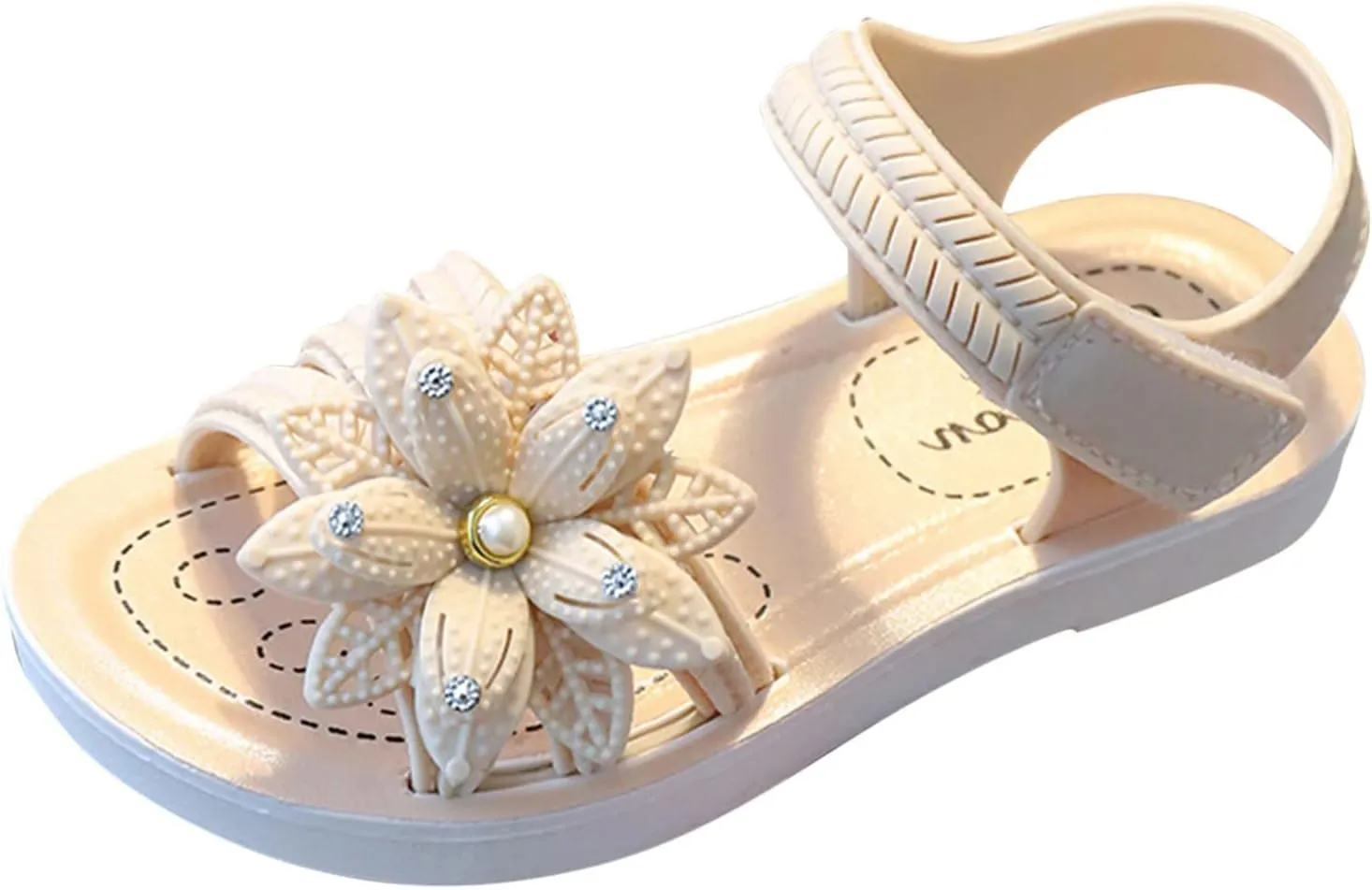Kids Girls Summer Casual Sandals Cute Baby Kids Soft Flower Pearl Strap Non Slip Open Toe Fashion Trendy Shoes