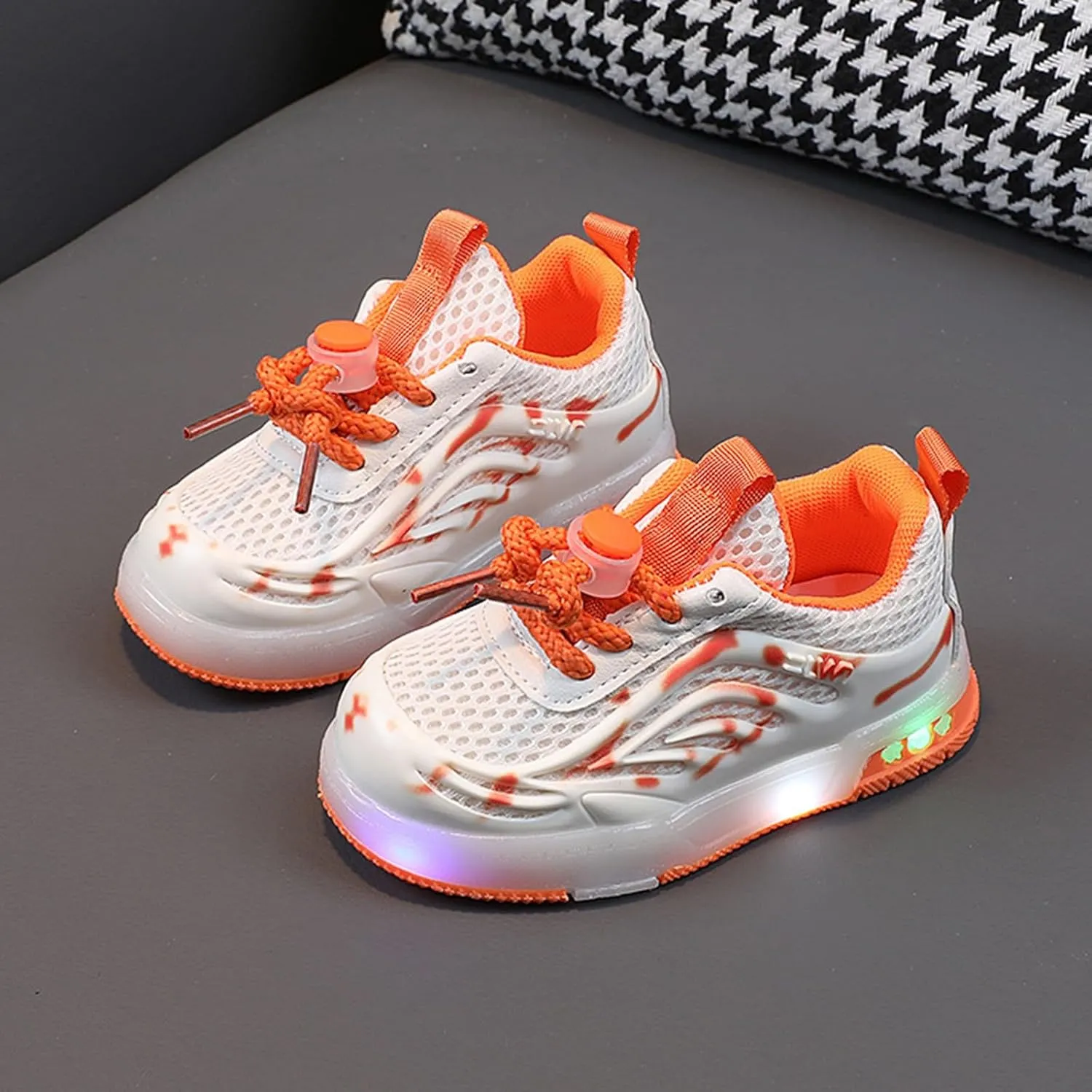 Kids Light Up Flashing Sneaker Athletic Running Shoes Lace-Up Slip-On Lights Toddler Tennis Shoes Boys Light Up