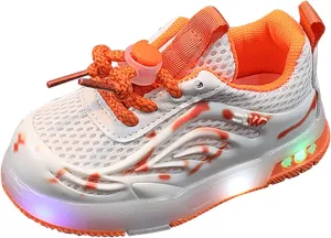 Kids Light Up Flashing Sneaker Athletic Running Shoes Lace-Up Slip-On Lights Toddler Tennis Shoes Boys Light Up