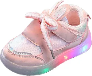Kids Light Up Shoes Shoes Bowknot First Shoes Buckle Strap Toddler Soft Bottom Breathable Shoes