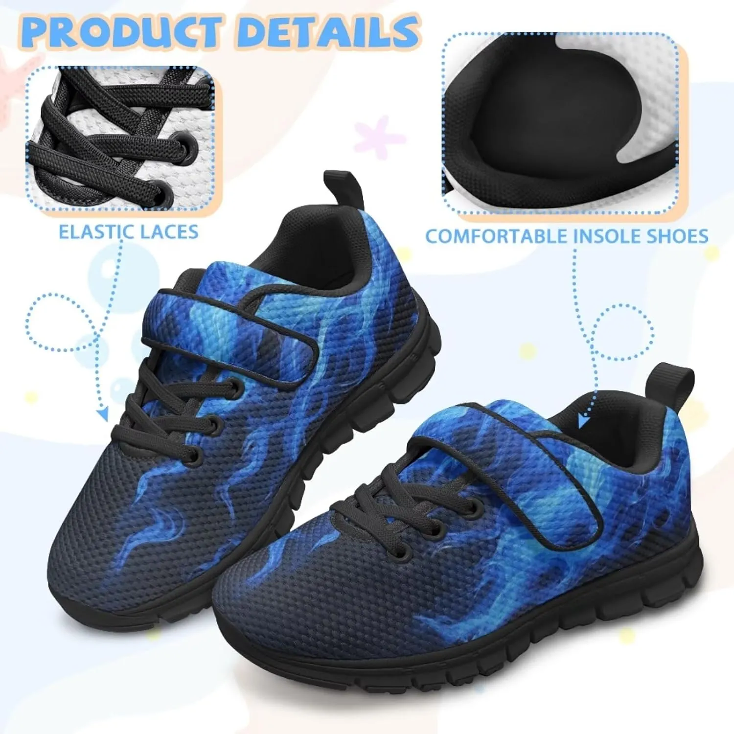 Kids Shoes for Boys Breathable Lightweight Slip on Low Top Sneakers Breathable Mesh Athletic Casual Shoes