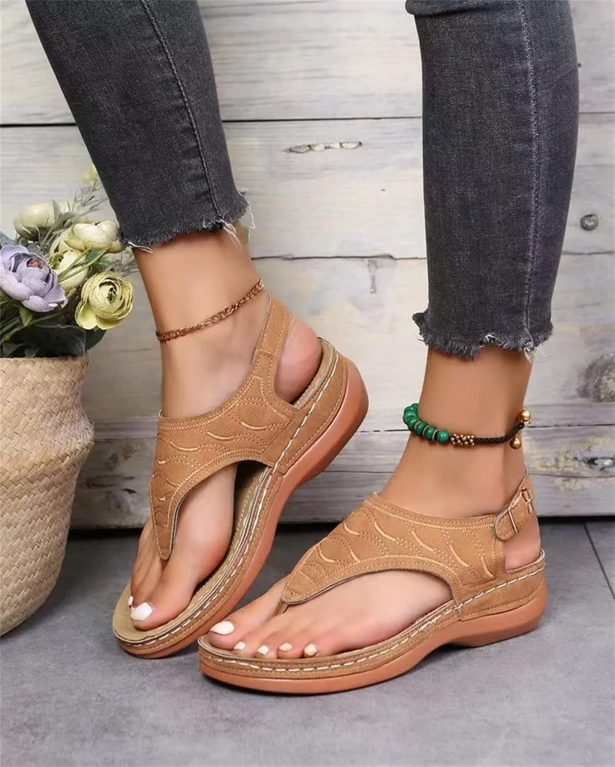 Ladmiple Orthopedic Sandals For Women Fashion Orthotic Slides Athletic Slip On Slippers With Comfortable Arch Support