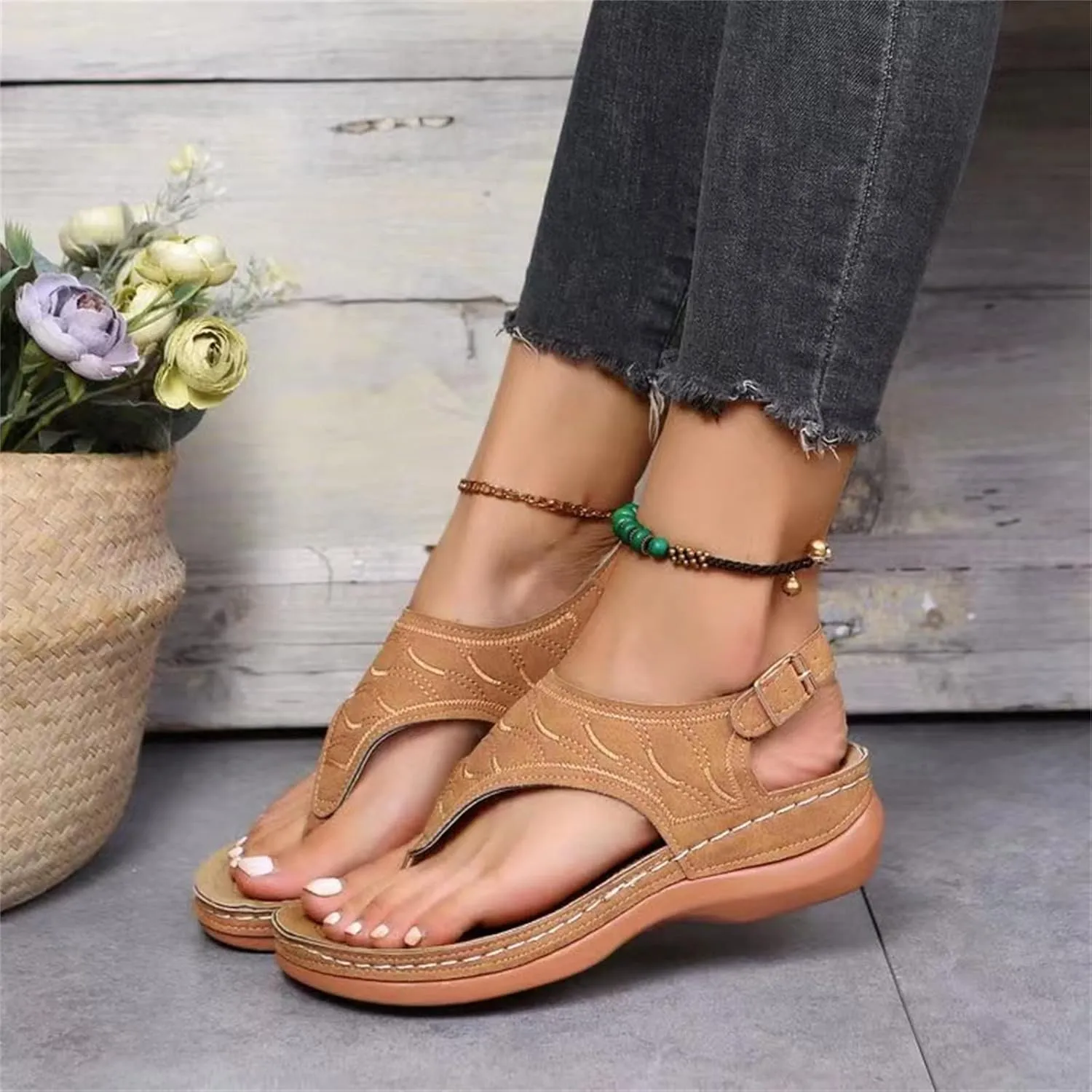 Ladmiple Orthopedic Sandals For Women Fashion Orthotic Slides Athletic Slip On Slippers With Comfortable Arch Support