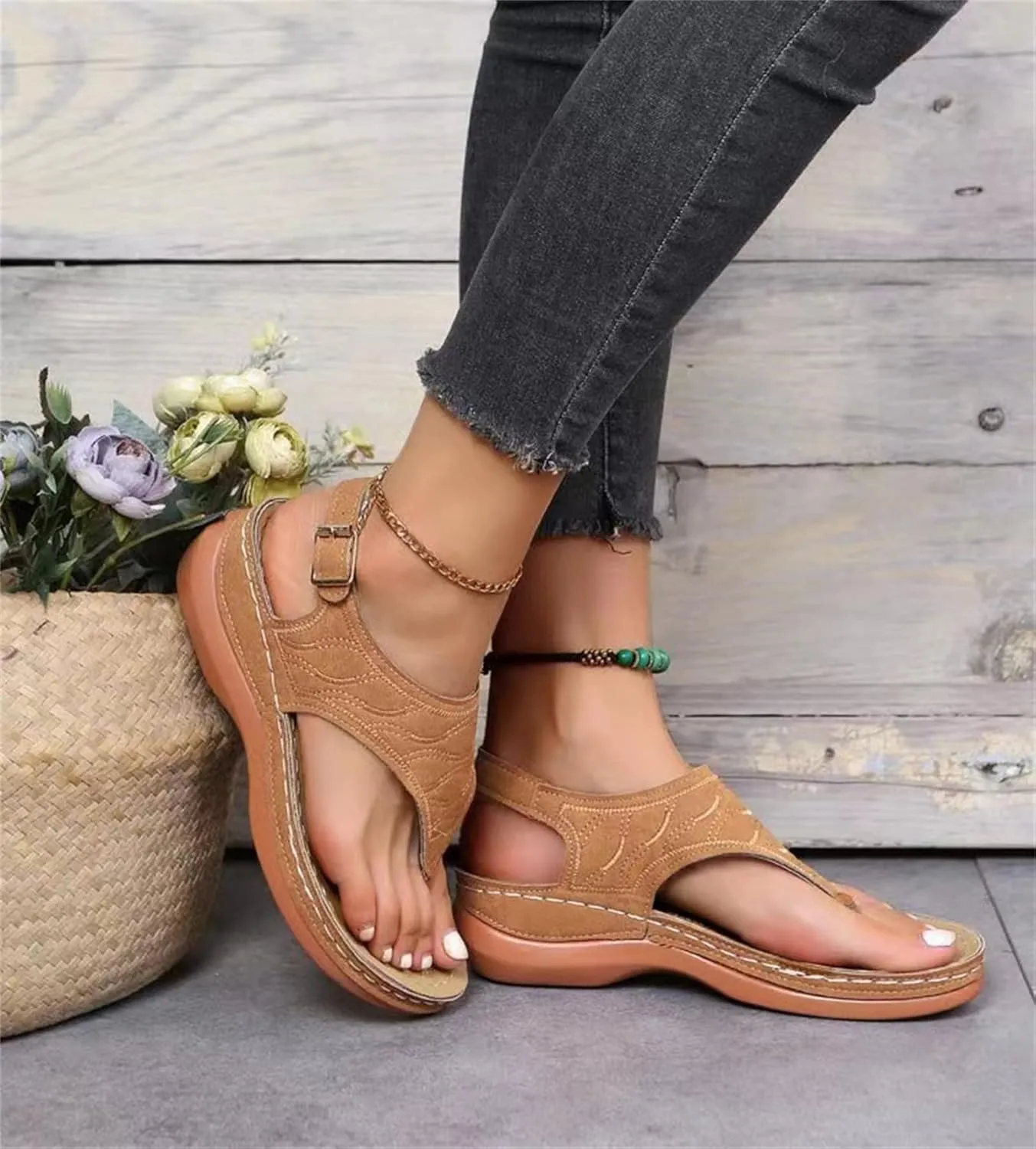 Ladmiple Orthopedic Sandals For Women Fashion Orthotic Slides Athletic Slip On Slippers With Comfortable Arch Support
