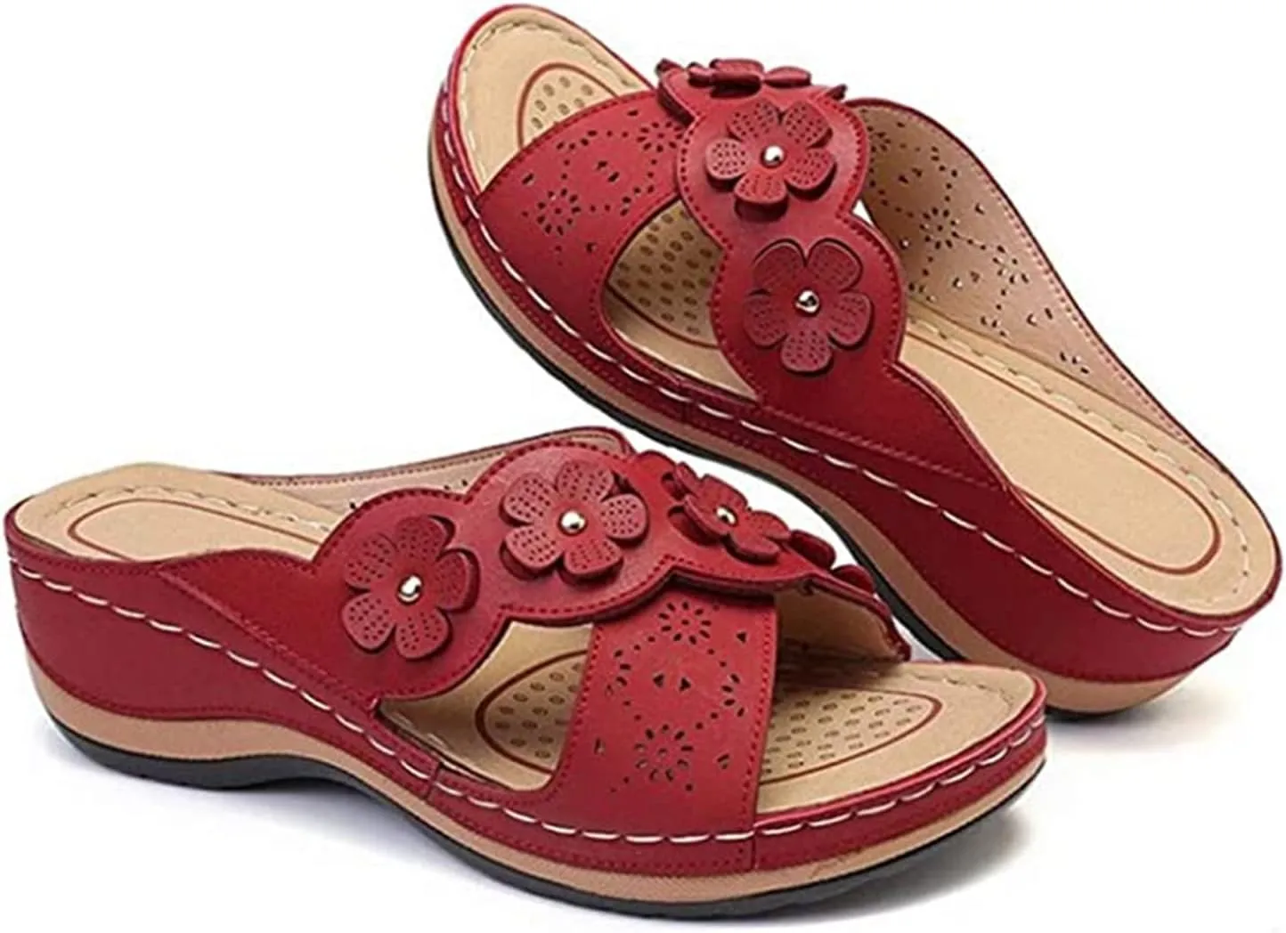 Ladmiple Orthopedic Sandals For Women Wide Width Fashion Orthotic Slides Slip On Slippers With Comfortable Arch Support
