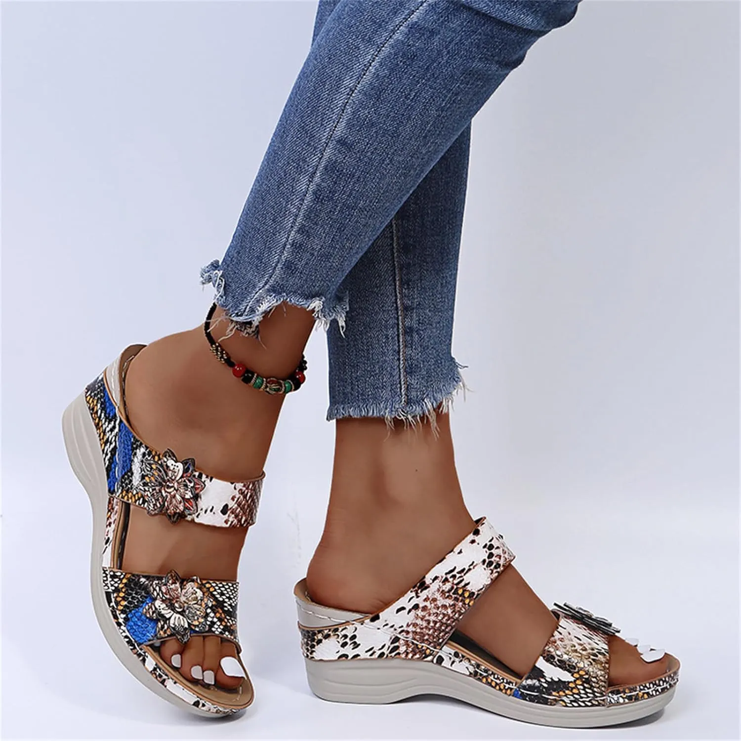 Ladmiple Sandals for Women Casual Summer Womens Dressy Orthopedic Sandal with Arch Support Roman Open Toe Flip Flop Shoe