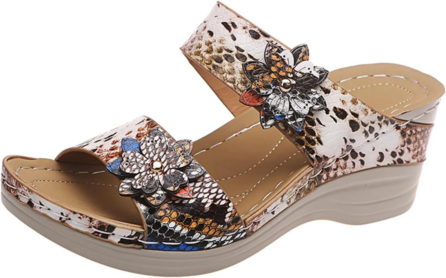 Ladmiple Sandals for Women Casual Summer Womens Dressy Orthopedic Sandal with Arch Support Roman Open Toe Flip Flop Shoe