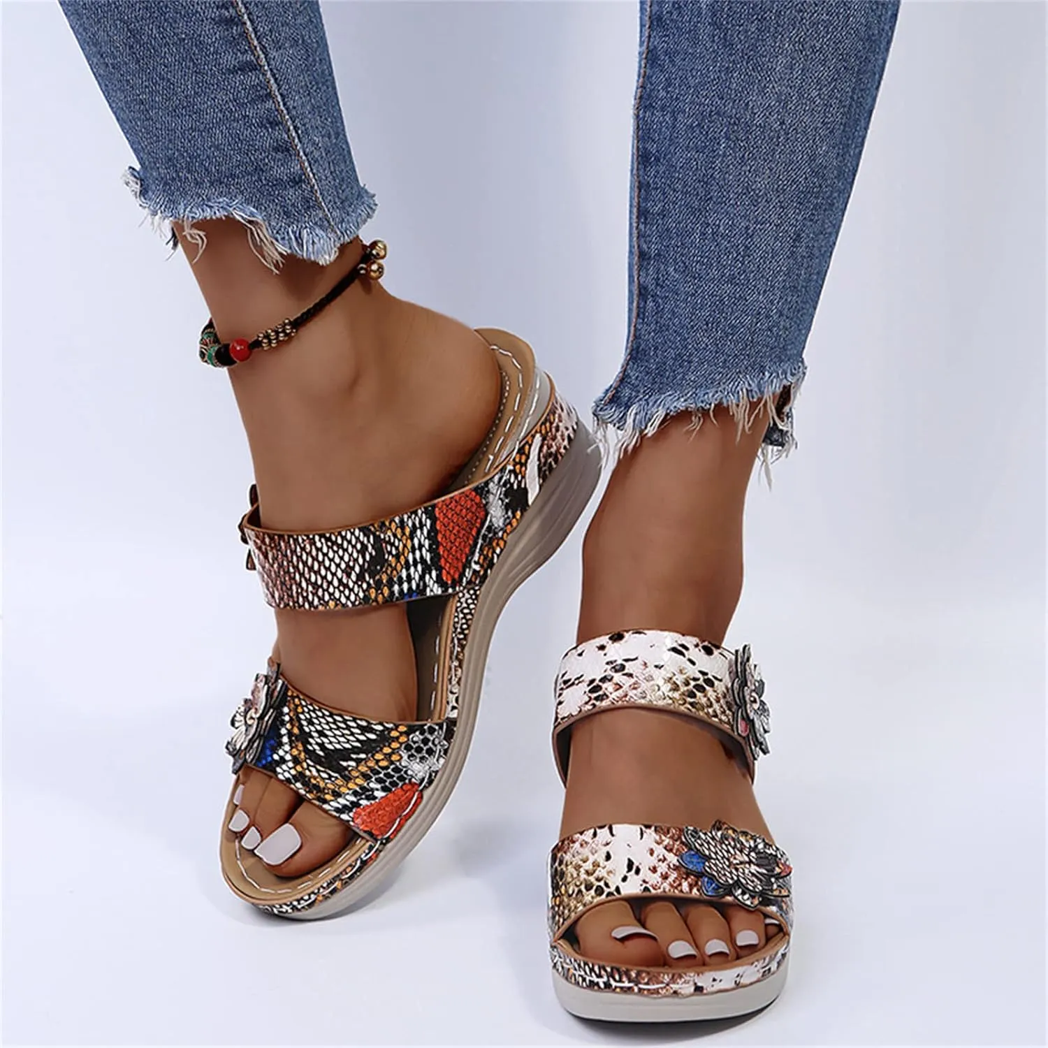 Ladmiple Sandals for Women Casual Summer Womens Dressy Orthopedic Sandal with Arch Support Roman Open Toe Flip Flop Shoe