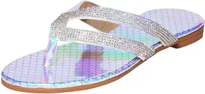 Ladmiple Sandals for Women Flat,Women's Rhinestone Sandals Flip Flops Jeweled Sandals Beach Summer Travel Flats Slippers