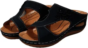 Ladmiple Sandals Women Wedge Low Heel Fashion Orthotic Slides Slip On Flip Flops With Comfort Plantar Fasciitis Arch Support