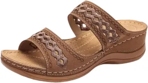Ladmiple Summer Sandals for Women 2023 Wedge Slides Sandals Breathable Slip On Open Toe Dressy Comfort Orthopedic Shoes