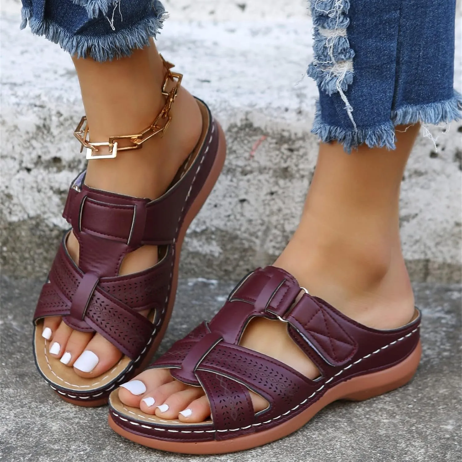Ladmiple Womens Sandals With Arch Support Dressy Orthopedic Slides Slippers Summer Orthotic Flip Flops for Plantar Fasciitis