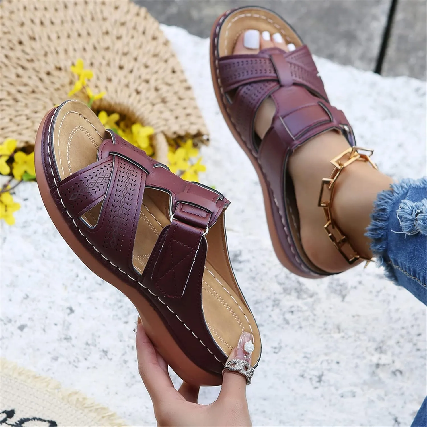 Ladmiple Womens Sandals With Arch Support Dressy Orthopedic Slides Slippers Summer Orthotic Flip Flops for Plantar Fasciitis