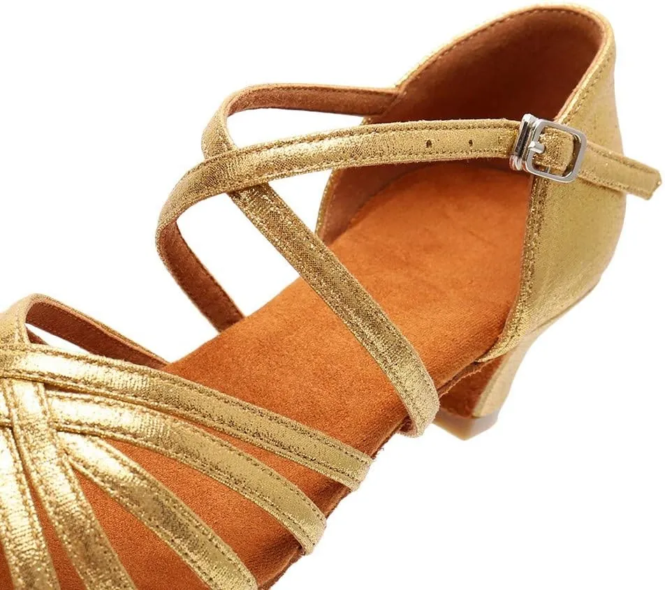 Latin Dance Shoes for Woman Glitter Party Shoes Ballroom Dancing Shoe Professional Practice Sandals Low Block Heels