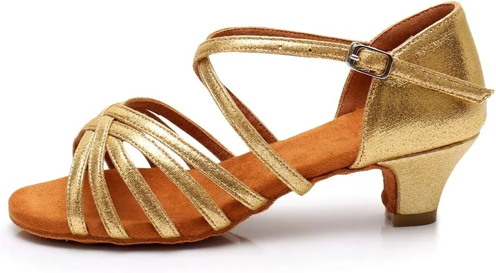 Latin Dance Shoes for Woman Glitter Party Shoes Ballroom Dancing Shoe Professional Practice Sandals Low Block Heels