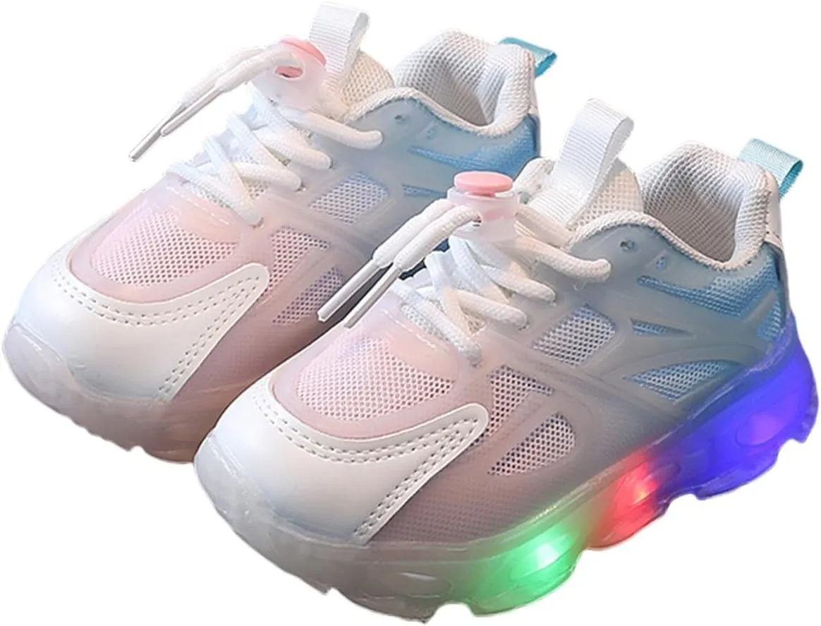 Little Boys Girls Light Up Shoes Breathable Lightweight Comfy Soft Running Tennis Kid Running Shoes Girls Size 13