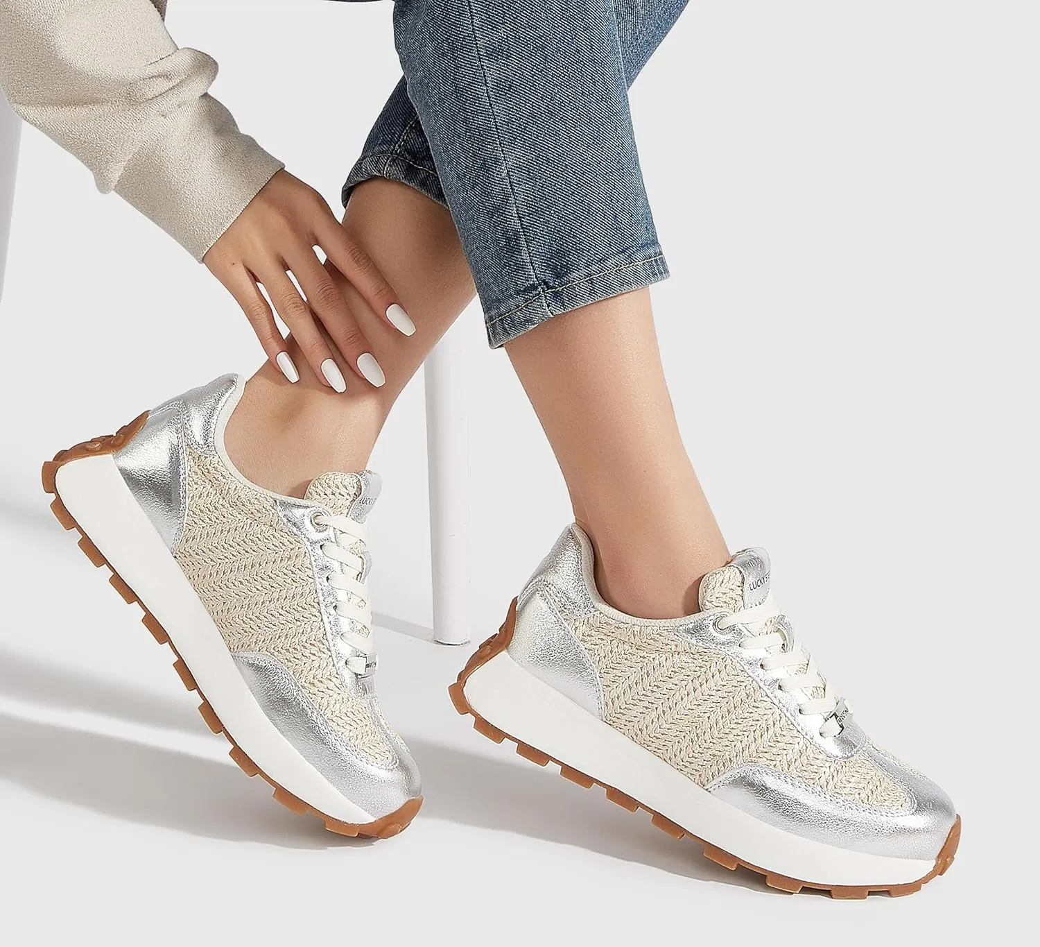 LUCKY STEP Women's Platform Fashion Sneakers Retro Classic Trainers Casual Lace-up Stylish Tennis Running Walking Shoes