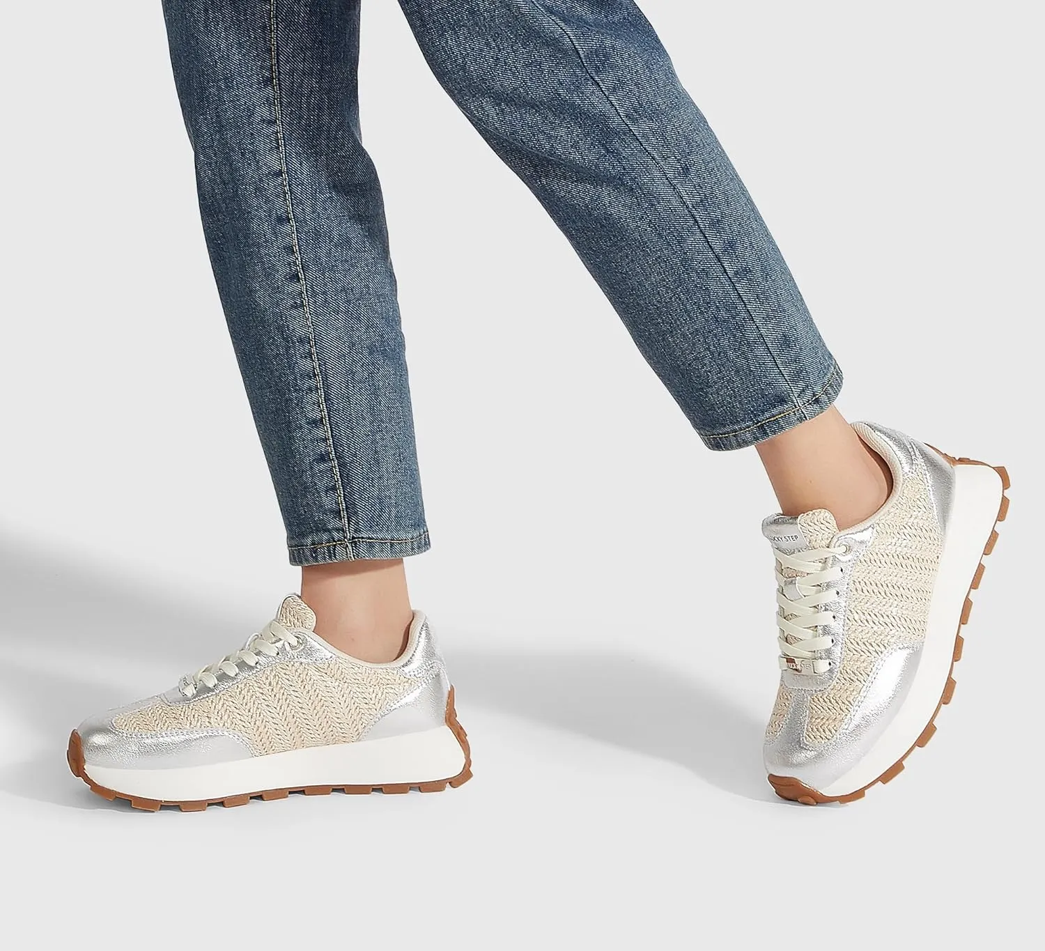 LUCKY STEP Women's Platform Fashion Sneakers Retro Classic Trainers Casual Lace-up Stylish Tennis Running Walking Shoes