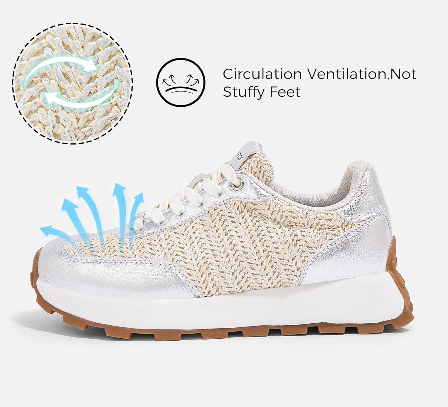 LUCKY STEP Women's Platform Fashion Sneakers Retro Classic Trainers Casual Lace-up Stylish Tennis Running Walking Shoes