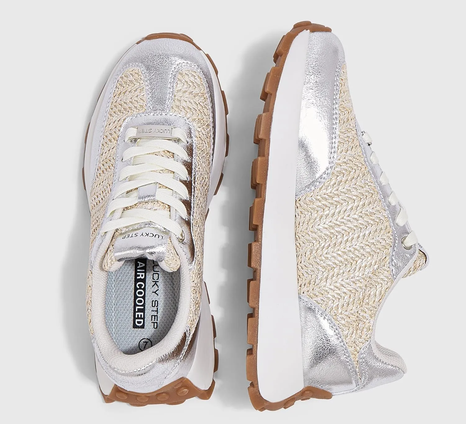 LUCKY STEP Women's Platform Fashion Sneakers Retro Classic Trainers Casual Lace-up Stylish Tennis Running Walking Shoes