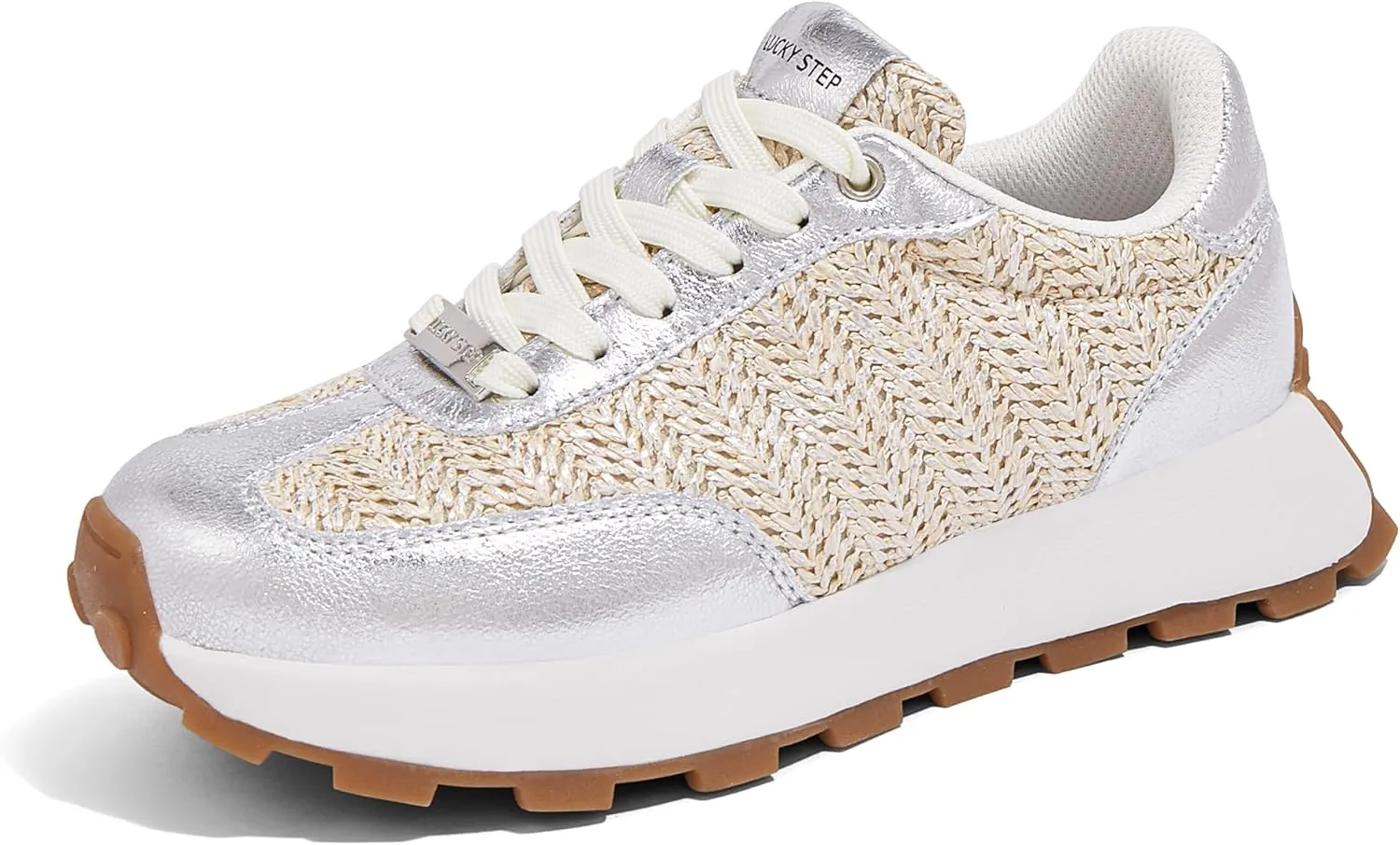 LUCKY STEP Women's Platform Fashion Sneakers Retro Classic Trainers Casual Lace-up Stylish Tennis Running Walking Shoes