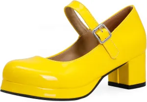 Mary Jane Heels Round Closed Toe High Block Chunky Heels Mary Jane Pumps Comfortable Vintage Heels Dress Shoes