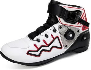 Mens Fashion Motorcycle/Motorbike Boots Crash Protection Stylish short Ankle Racing Adventure Off Road Touring Sports Safety Shoes Reinforced Street Riding Shoes Ankle Support, Anti-Slip Sole