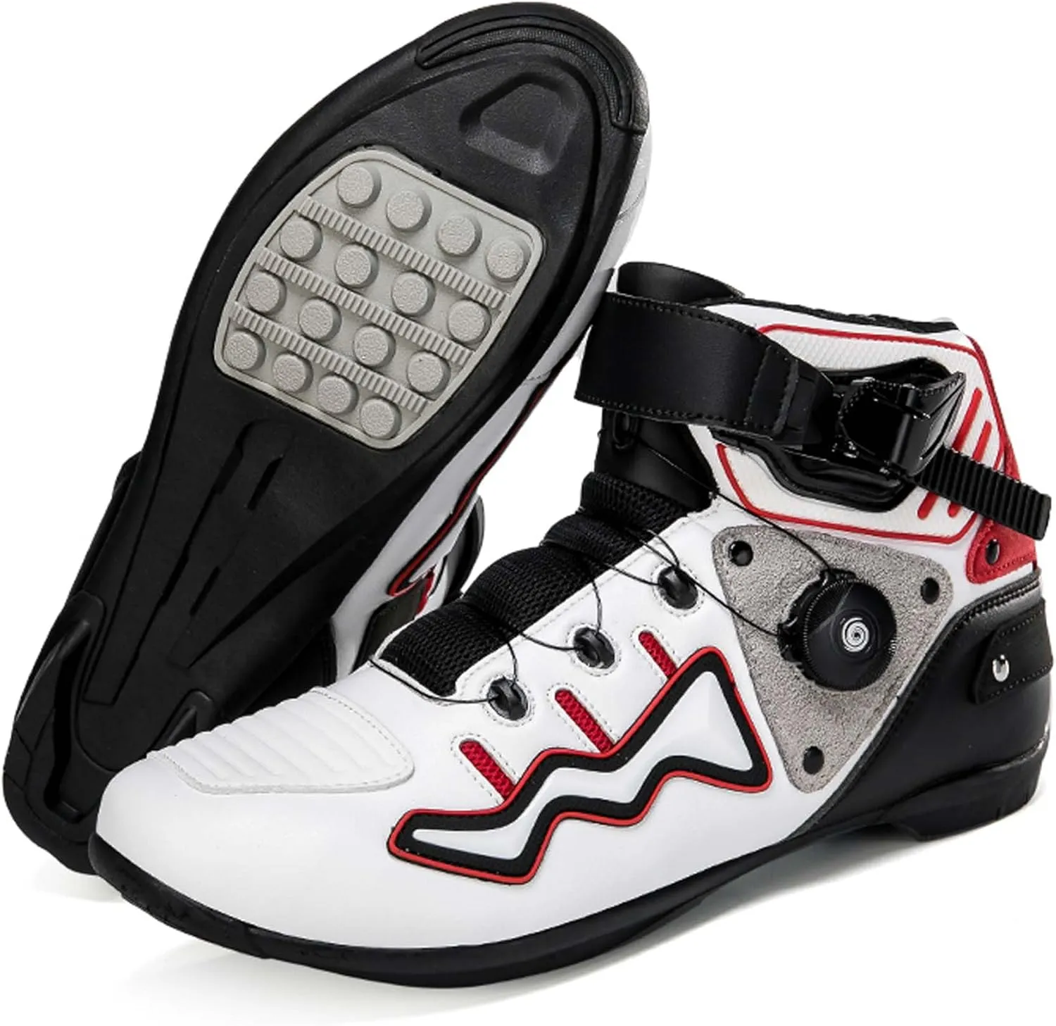 Mens Fashion Motorcycle/Motorbike Boots Crash Protection Stylish short Ankle Racing Adventure Off Road Touring Sports Safety Shoes Reinforced Street Riding Shoes Ankle Support, Anti-Slip Sole