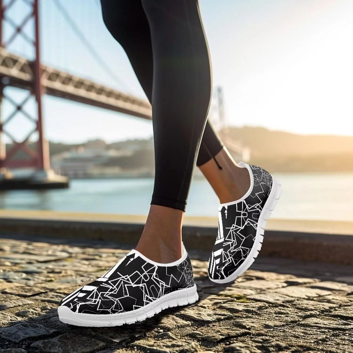 Men's Walking Shoes Lightweight Sneakers Walking Casual Comfortable Travel Shoes White Sole