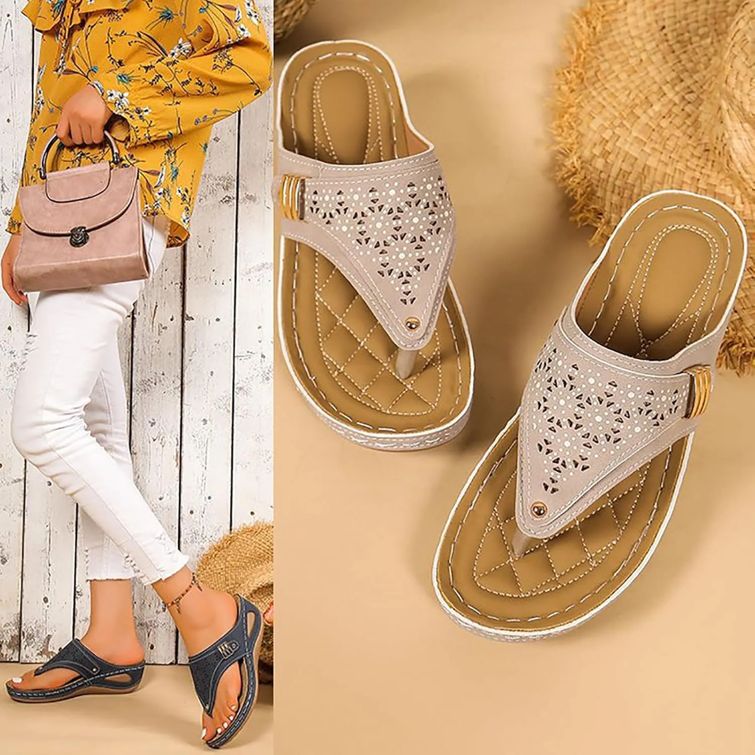 Orthopedic Sandals for Women 2025 Breathable Mesh Hollow Sports Sandals Summer Comfortable Sandals Orthotic Flip-Flop