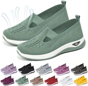 Orthopedic Shoes for Women Lightweight Wide Width Arch Support Woven Mesh Breathable Comfortable Soft Soled Nurse Shoes Slip On Diabetic Sneakers