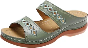 Plantar Fasciitis Sandals Women Memory Foam Womens Orthopedic Walking Shoes Black Flat Sandals for Women Arch Support Slides for Women Extra Wide Womens Sandals Planter Fasciitis Sandals for Women