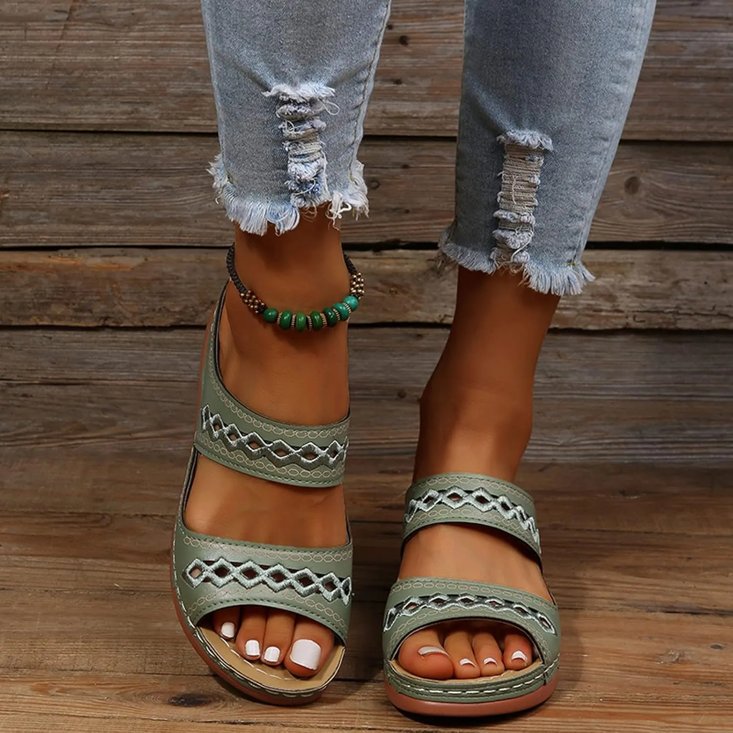 Plantar Fasciitis Sandals Women Memory Foam Womens Orthopedic Walking Shoes Black Flat Sandals for Women Arch Support Slides for Women Extra Wide Womens Sandals Planter Fasciitis Sandals for Women