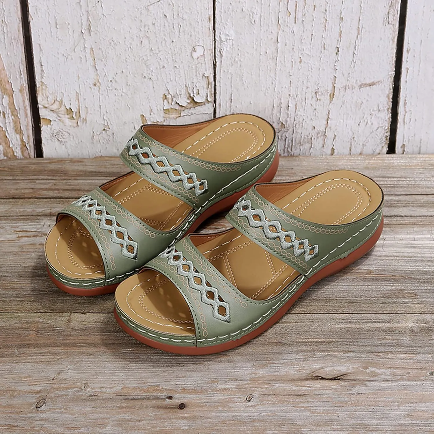Plantar Fasciitis Sandals Women Memory Foam Womens Orthopedic Walking Shoes Black Flat Sandals for Women Arch Support Slides for Women Extra Wide Womens Sandals Planter Fasciitis Sandals for Women