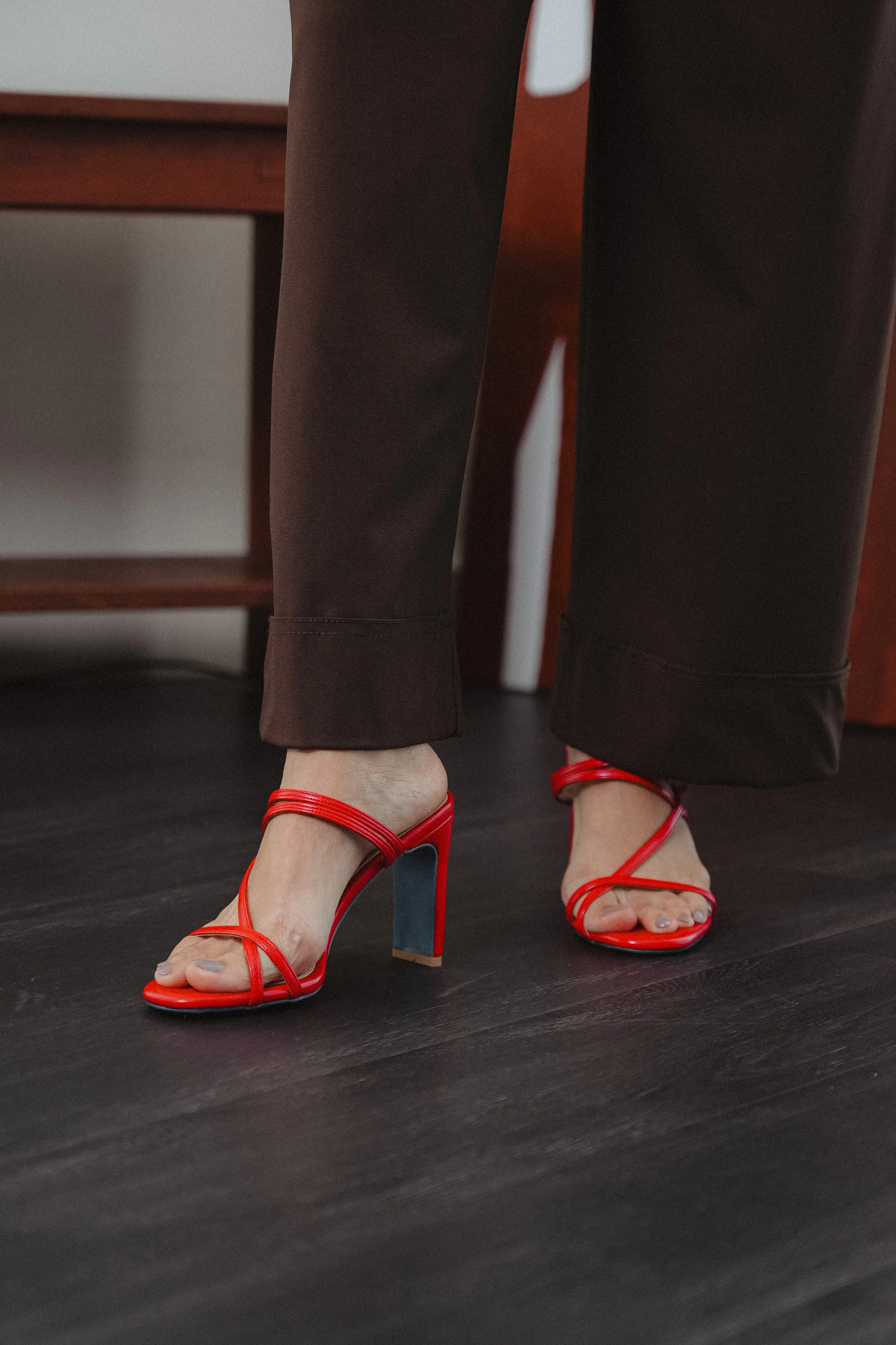 Ruby Strappy Heel Sandals (Red)