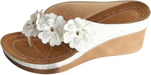 Stylish Women's Slip-On Slippers with Toe Post Design Casual Wedge Sandals for Beach Parties and Daily Wear