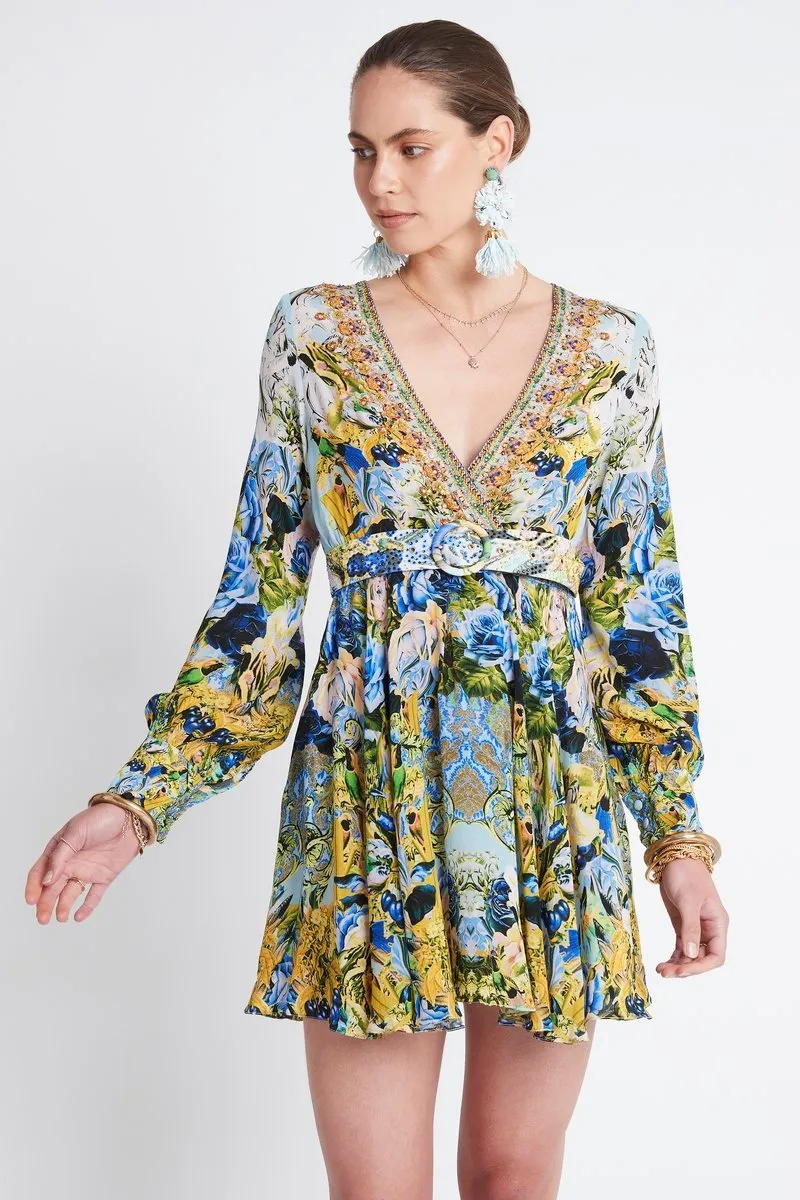 SUMMER BLUES SHORT DRESS W SLEEVES