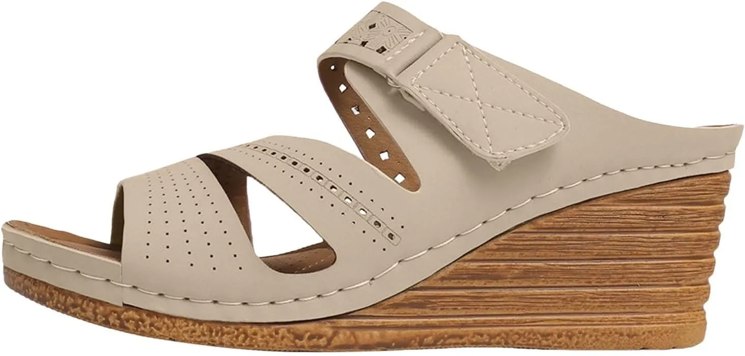 Summer Sandals for Women 2025 New Dressy Platform Wedge Sandals Womens Fashion Wedges Mid Heels Open Toe Espadrilles Slip on Shoes for Beach Vacation Party