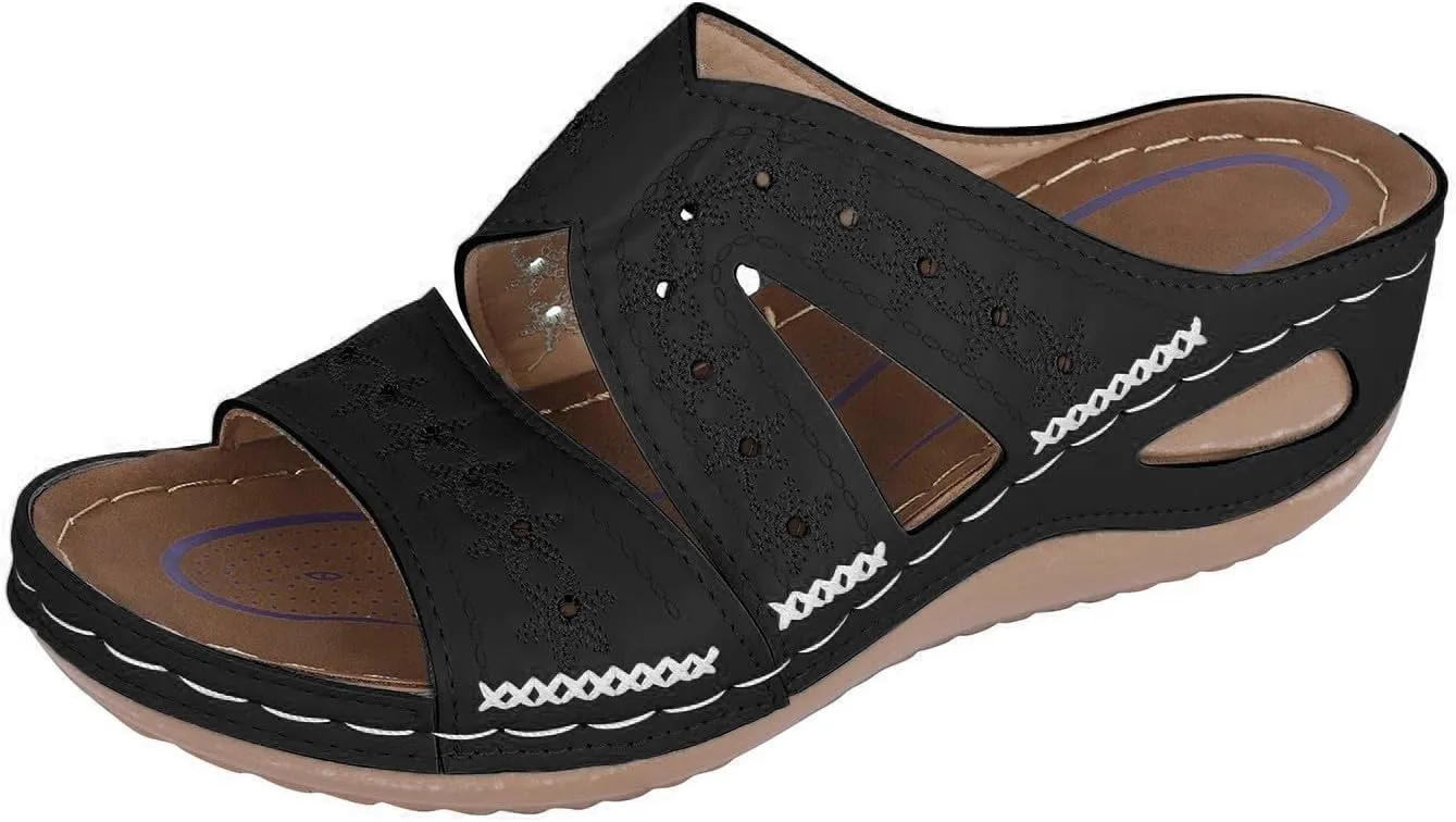 Summer sandals for womens 2025 Trendy Casual beach vacation shoes Comfortable Arsh Support dress slippers for women