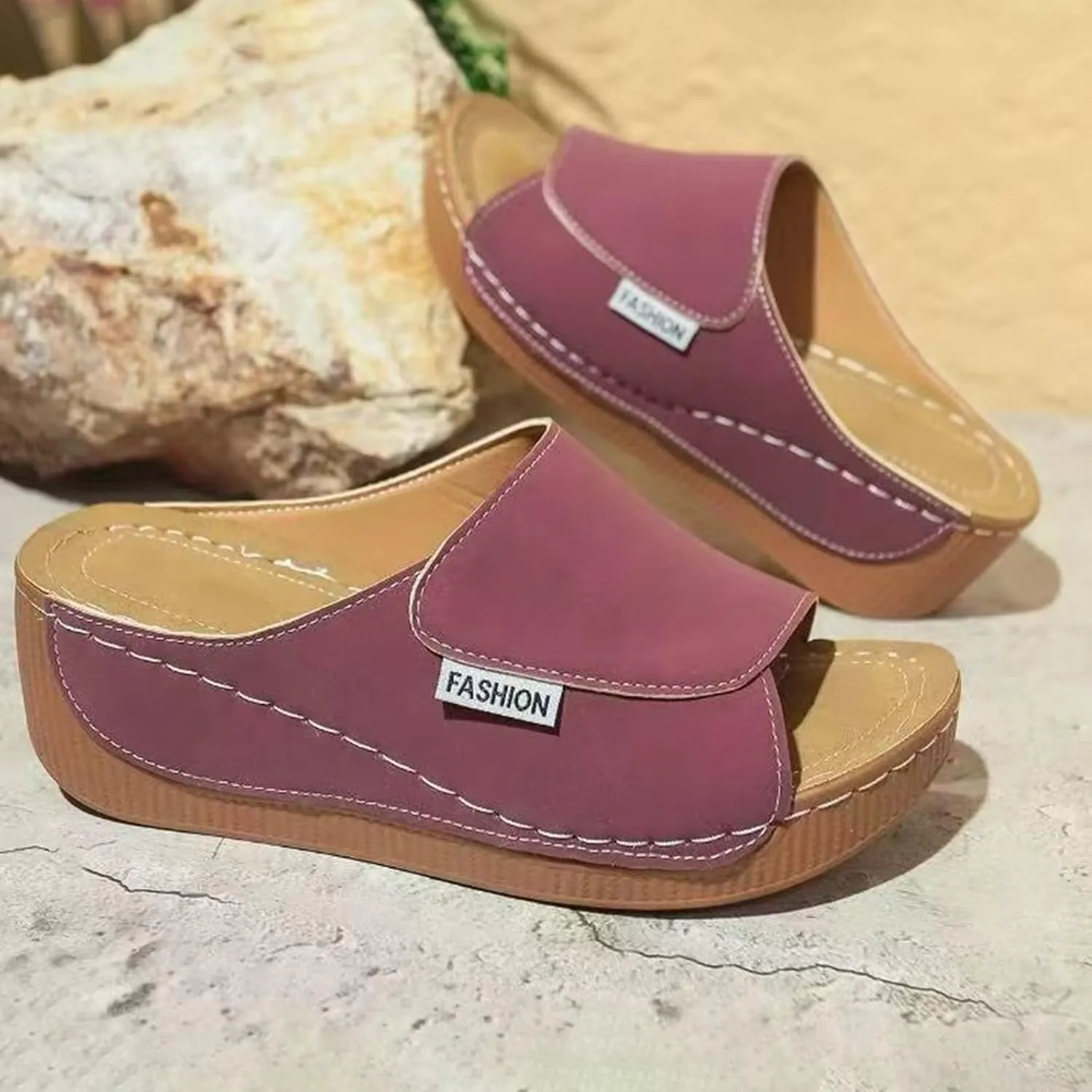 Summer Sandals For Womens 2025 Trendy Casual Beach Vacation Shoes Comfortable Arsh Support Wedge Sandal For Woman