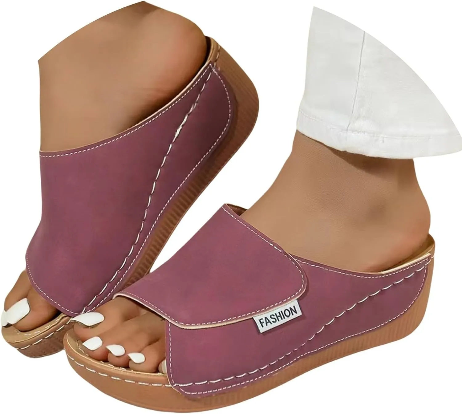 Summer Sandals For Womens 2025 Trendy Casual Beach Vacation Shoes Comfortable Arsh Support Wedge Sandal For Woman