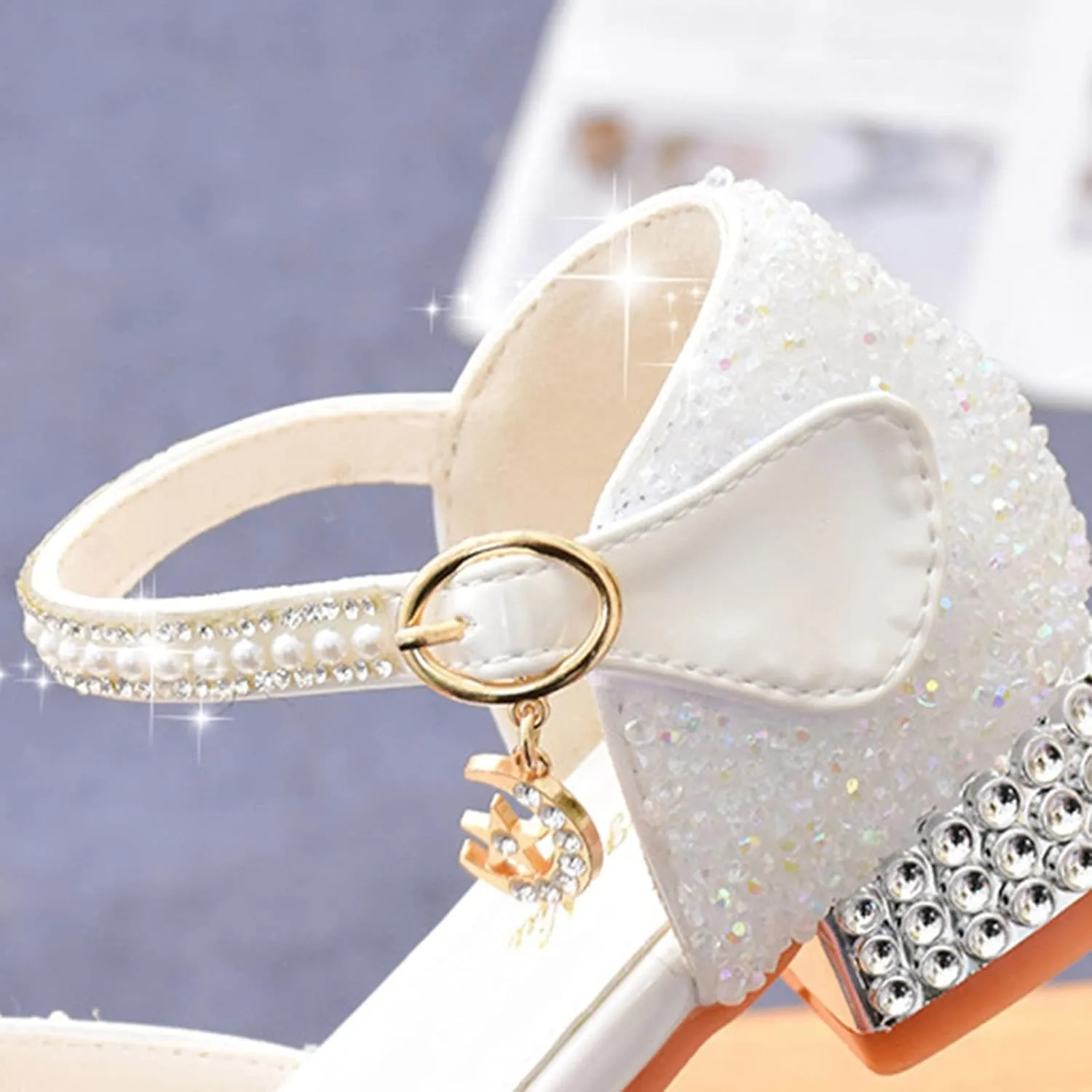 Summer Soft Bottom Breathable Non Slip High Heel Rhinestone Bow Kids Fashion Summer Shoes for Girls Size 2