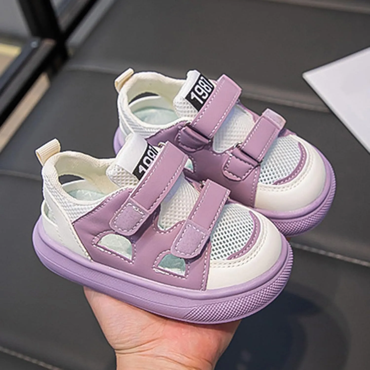 Toddler Boys Mesh Sneakers Little Kid Open Toe Sport Shoes Baby Infant First Walking Non Slip Shoes Breathable Comfy