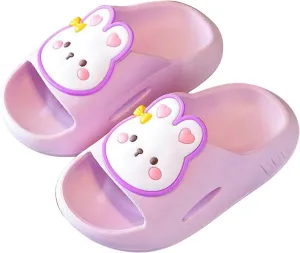 Toddler Girls Cute Bunny Slides Comfy Soft Shower Slippers Anti-Slip Shoes for Kids Indoor Slipper House Shoes
