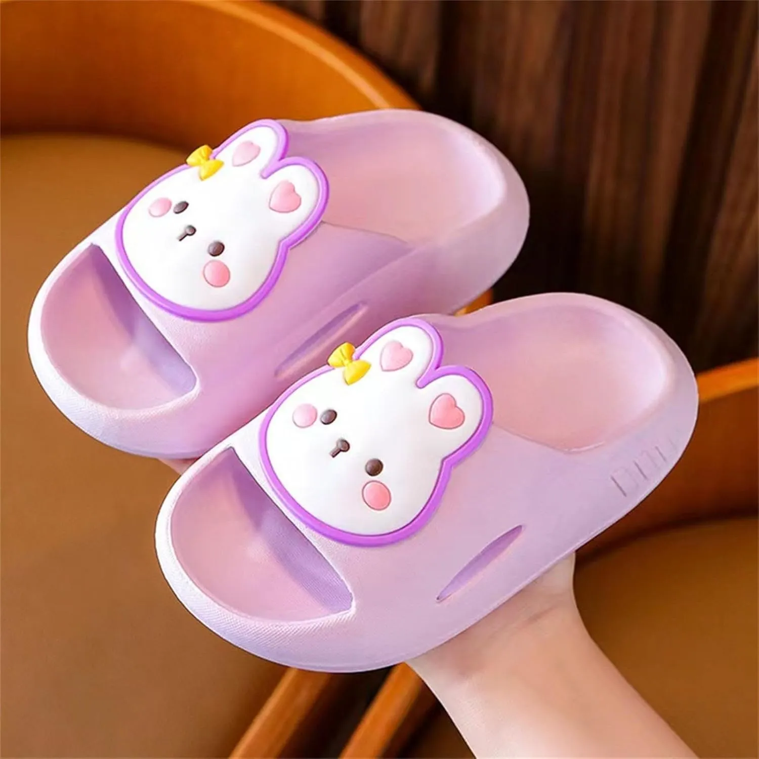 Toddler Girls Cute Bunny Slides Comfy Soft Shower Slippers Anti-Slip Shoes for Kids Indoor Slipper House Shoes