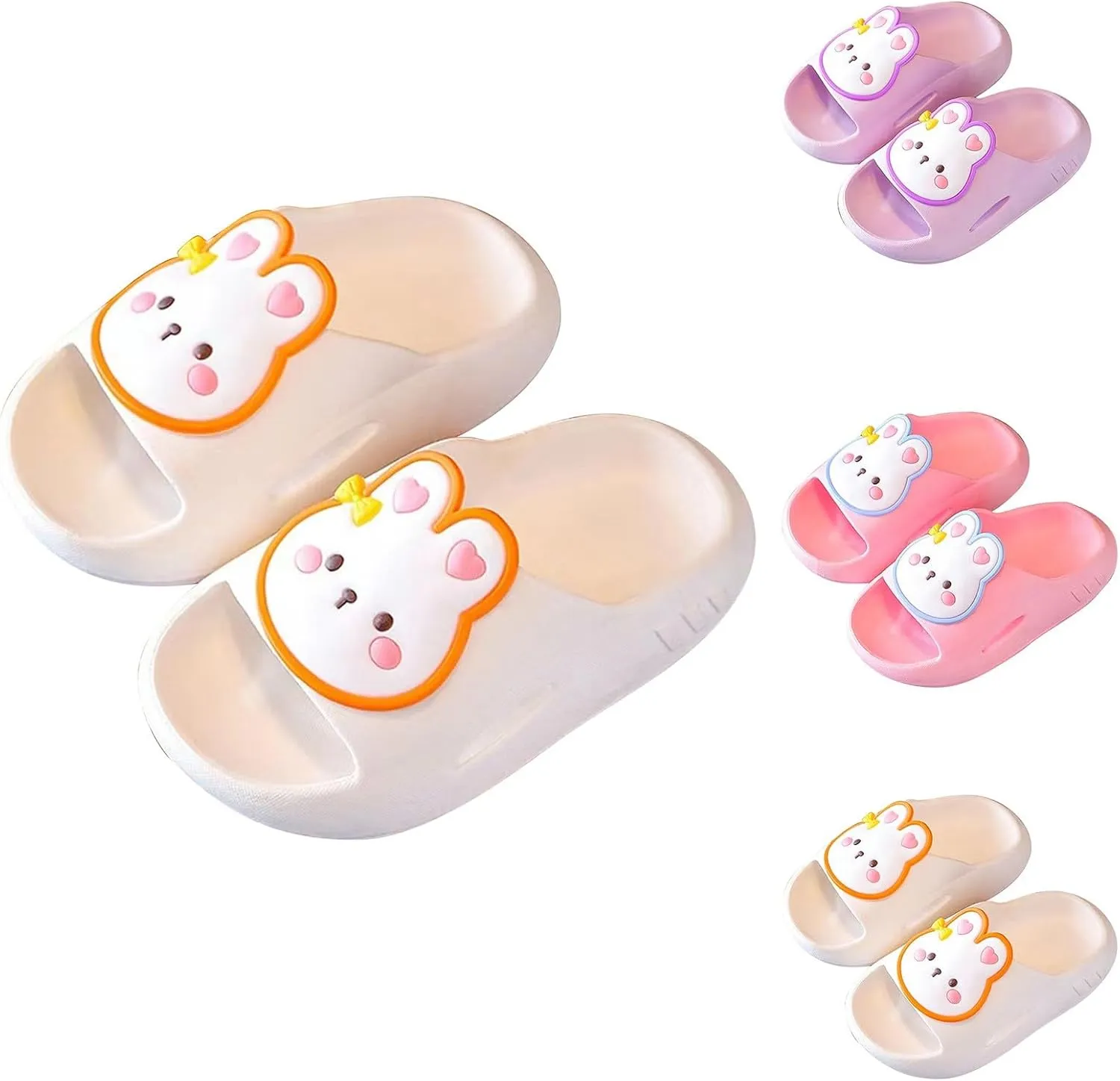 Toddler Girls Cute Bunny Slides Comfy Soft Shower Slippers Summer Anti-Slip Shoes for Beach/Pool/Bathroom/House