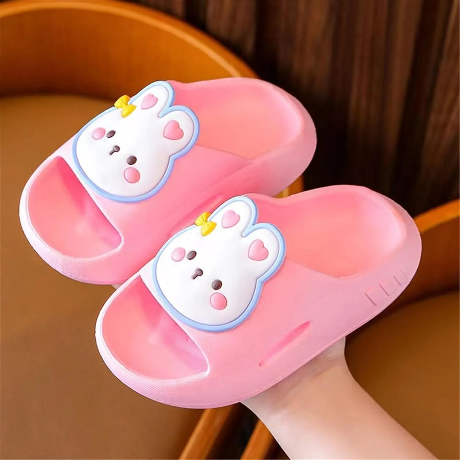 Toddler Girls Cute Bunny Slides Comfy Soft Shower Slippers Summer Anti-Slip Shoes for Beach/Pool/Bathroom/House