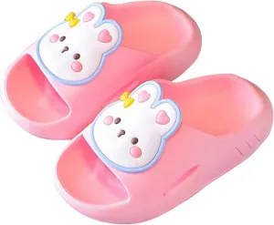 Toddler Girls Cute Bunny Slides Comfy Soft Shower Slippers Summer Anti-Slip Shoes for Beach/Pool/Bathroom/House