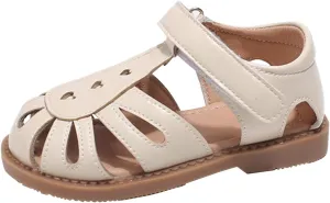 Toddler Girls Sandals Hollow Toe Leather Soft Breathable Beach Pool Water Wide Shoes Baby Girls Comfy School Shoes